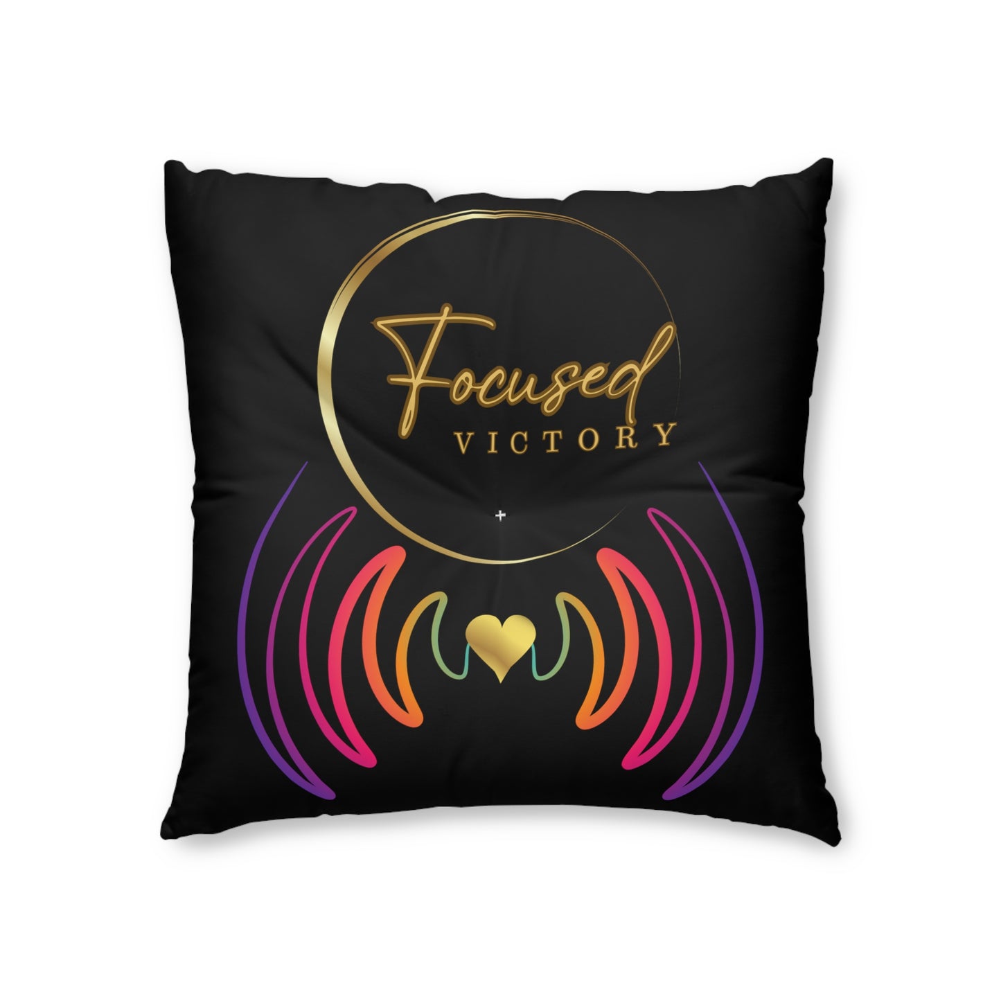 Focused Victory, Meditation Floor Pillow, Square, visualization/black