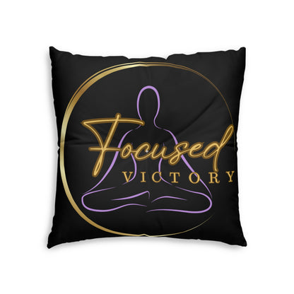 Focused Victory, Meditation Floor Pillow, Square, visualization/black
