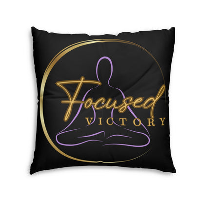 Focused Victory, Meditation Floor Pillow, Square, visualization/black